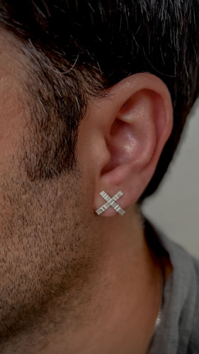 گوشواره نقره دستساز " X "